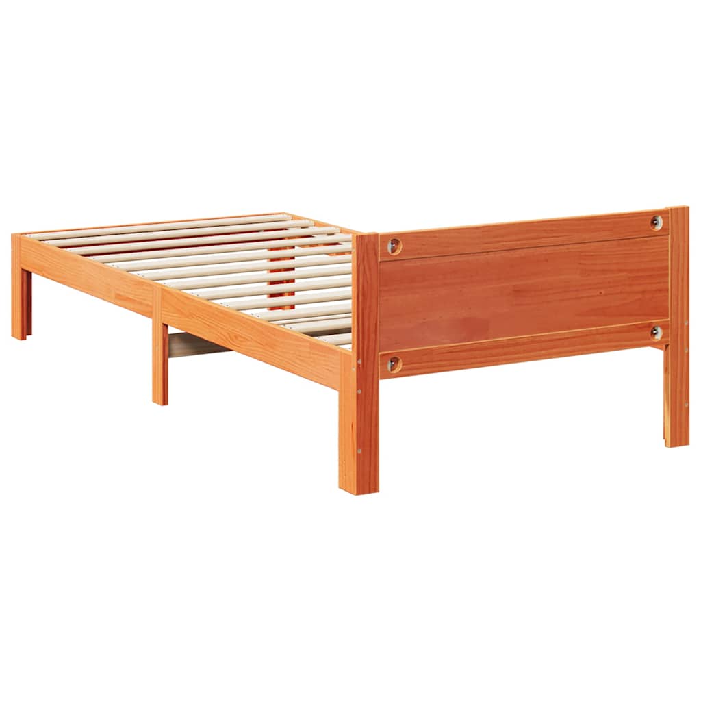 viaszbarna tömör fenyő ágykeret matrac nélkül 80x200 cm