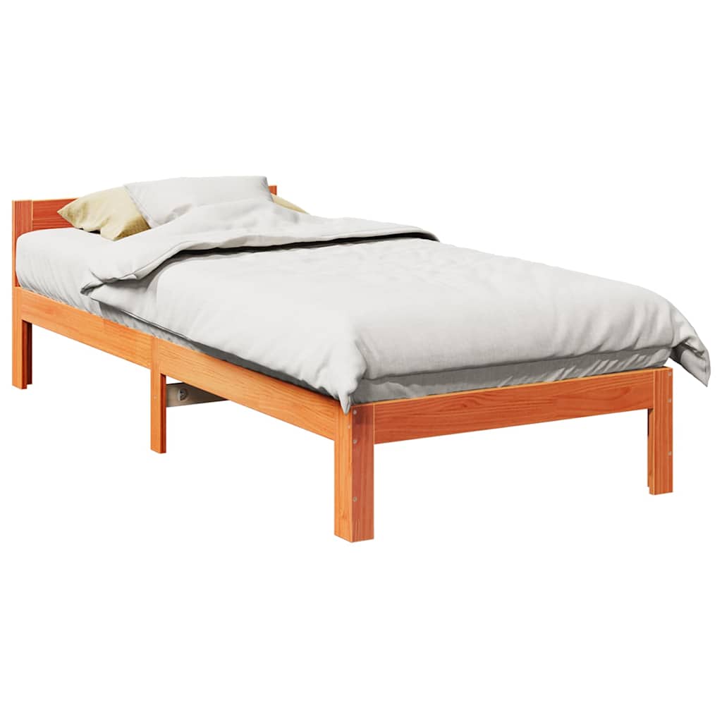 viaszbarna tömör fenyő ágykeret matrac nélkül 80x200 cm