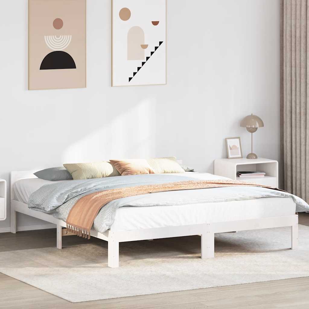 fehér tömör fenyőfa ágy matrac nélkül 180 x 200 cm