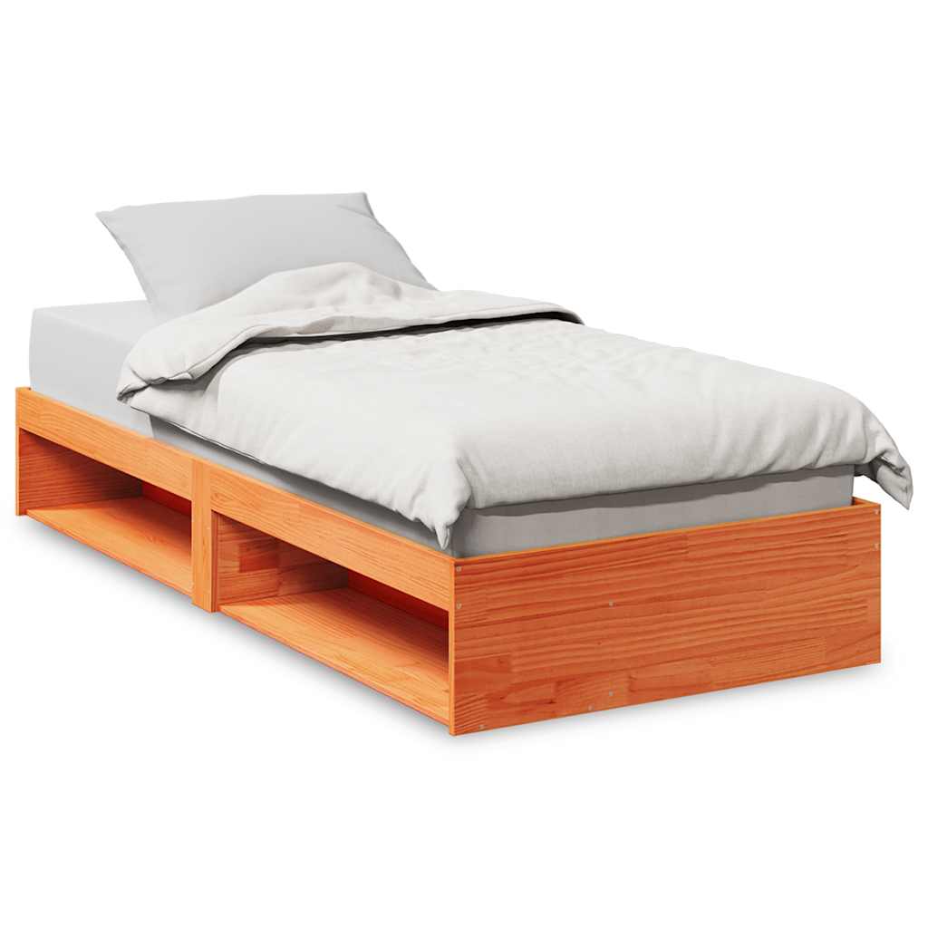 kanapéágy ágy matrac viaszbarna 100x200 cm tömör fa fenyőfa