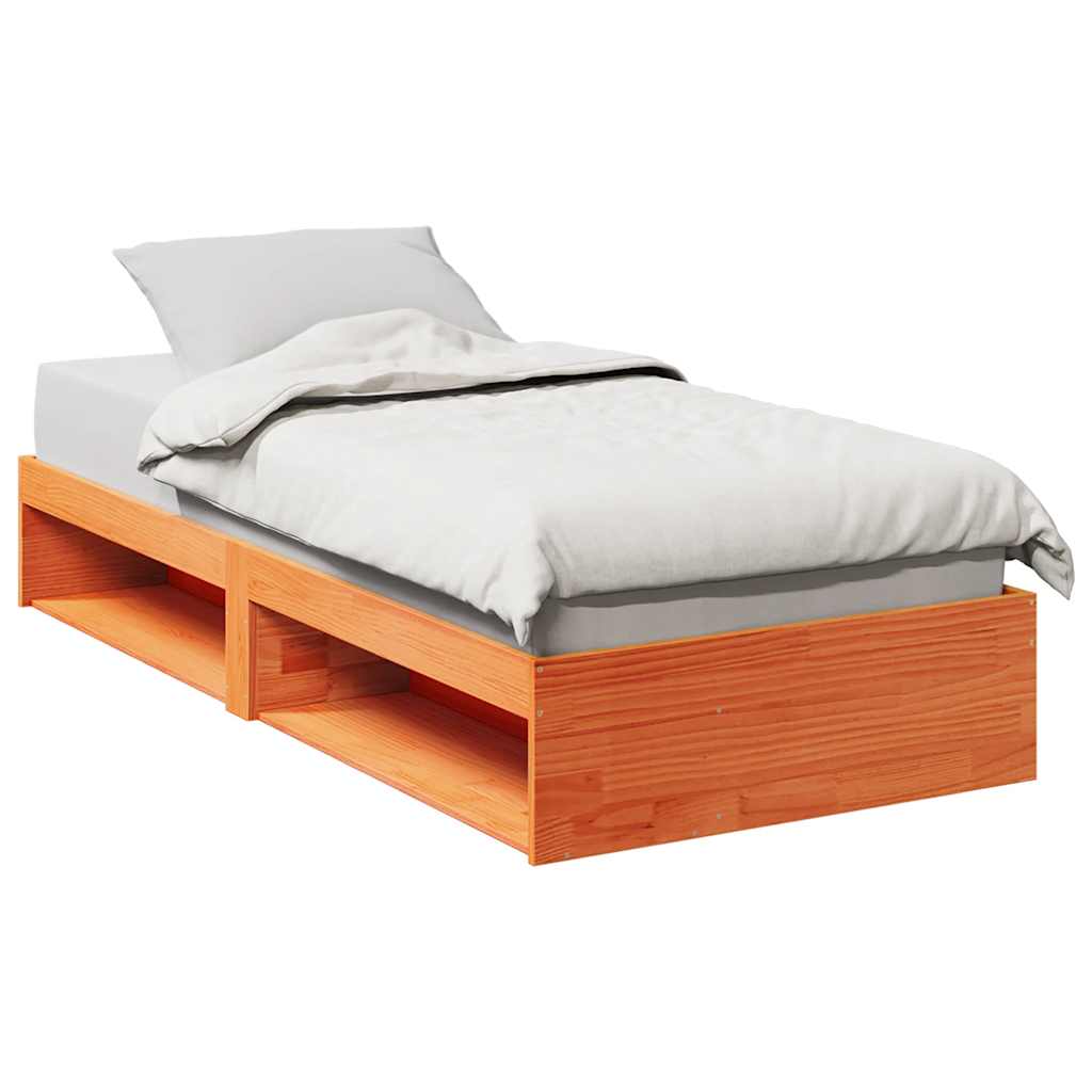 kanapéágy ágy matrac viaszbarna 75x190 cm tömör fa fenyőfa