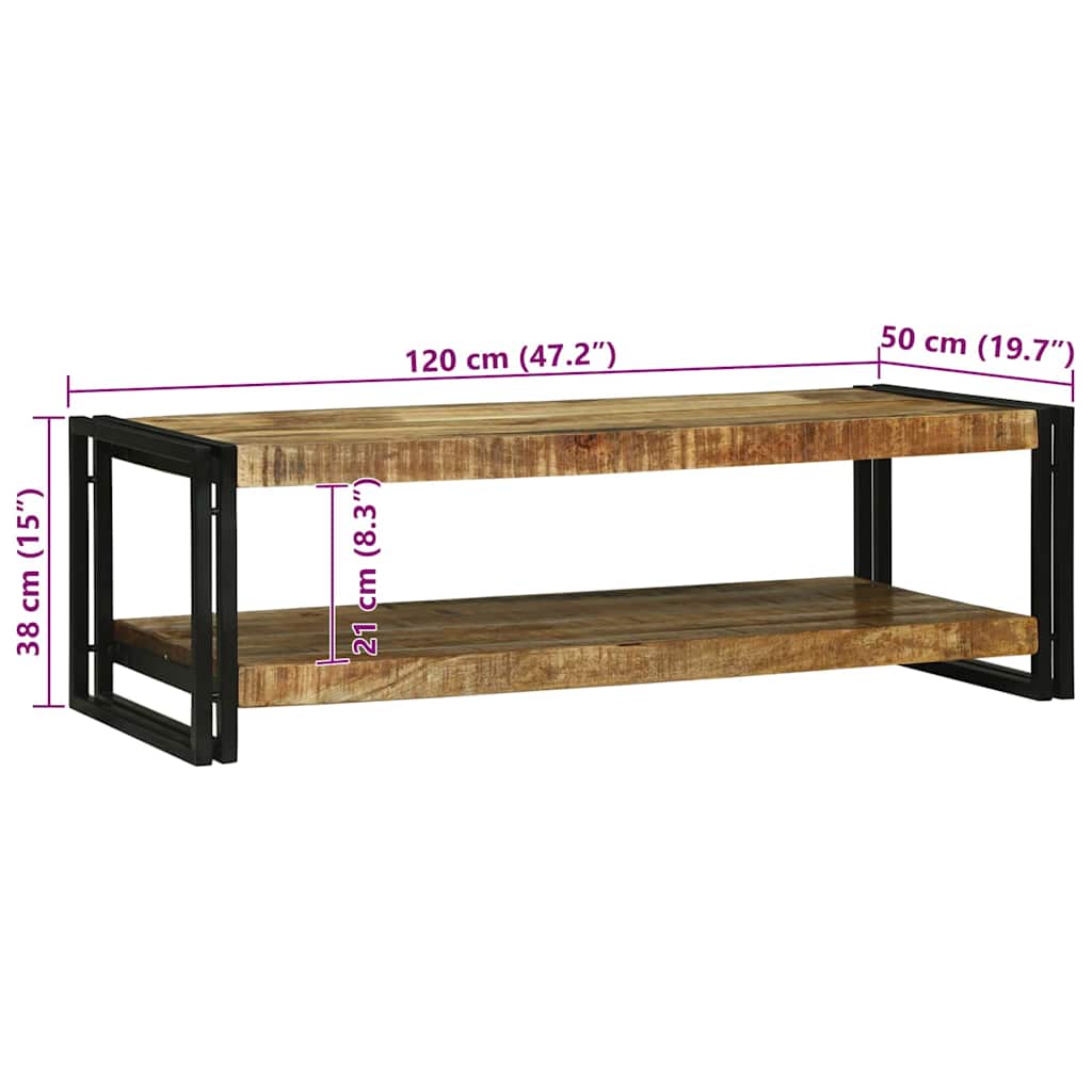 Dohányzóasztal Barna 120 x 50 x 38 cm Tömör Mangófát