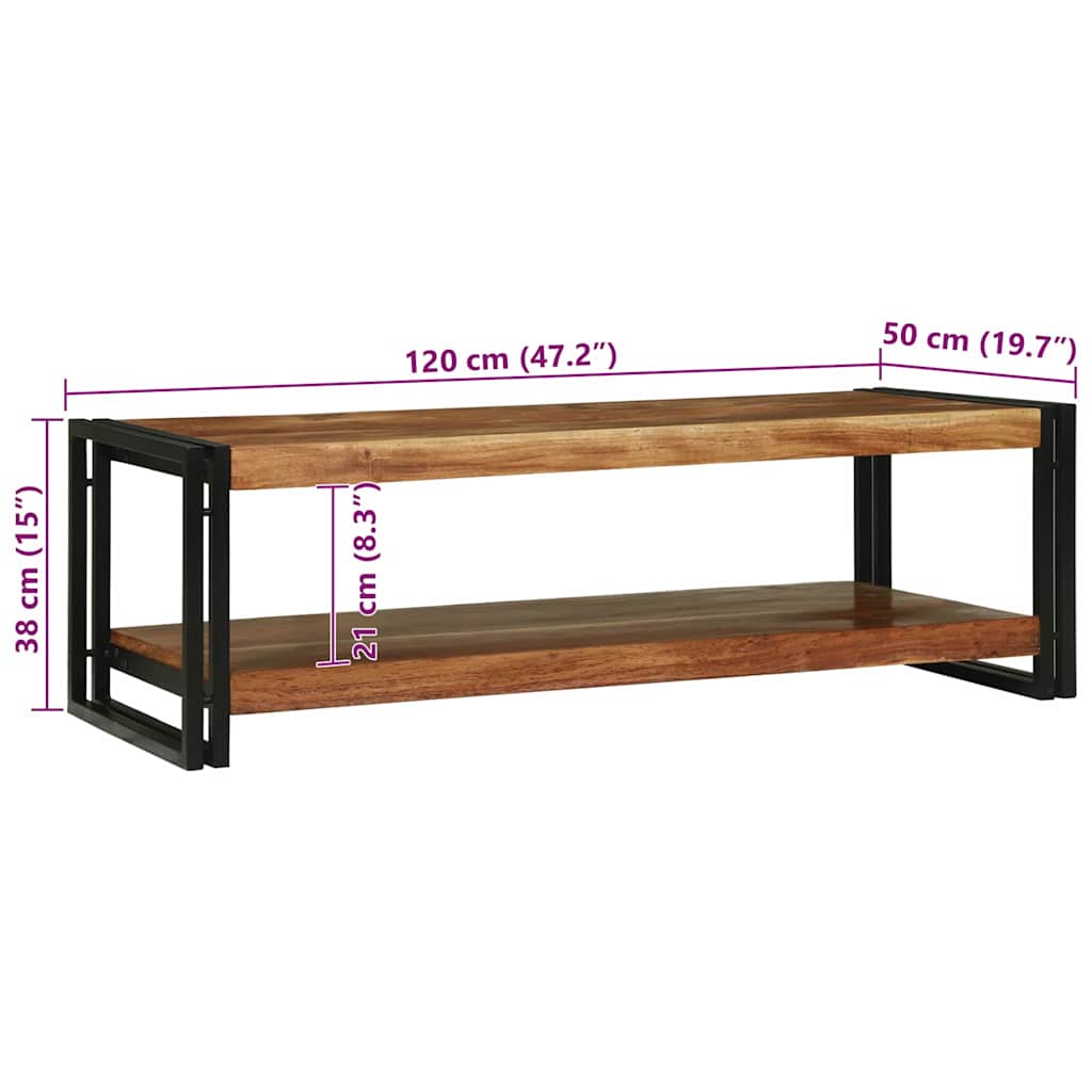 Dohányzóasztal Barna 120 x 50 x 38 cm Tömör Akácfa