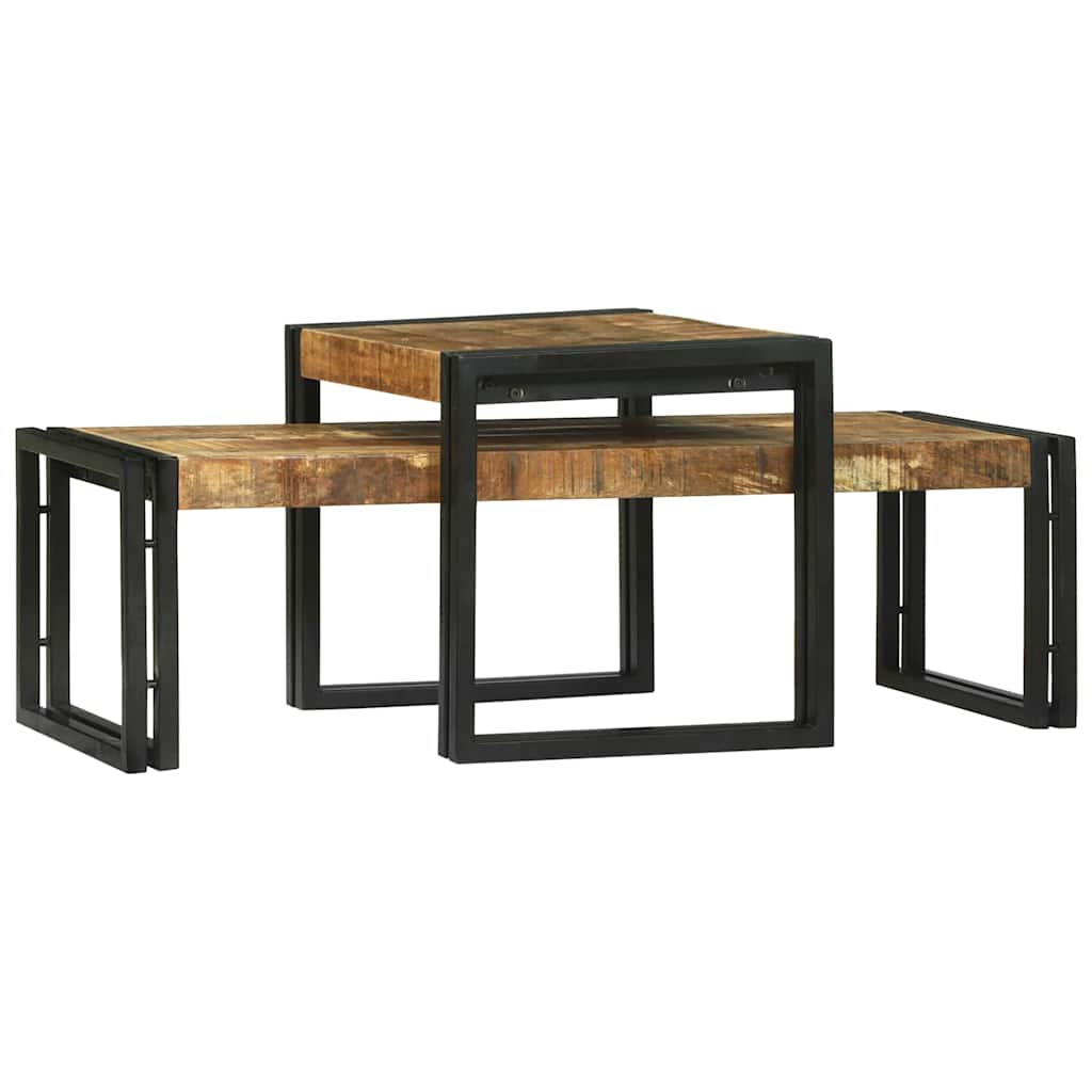Dohányzóasztal 2 pcs Barna 48 x 40 x 40 cm Tömör Mangófát