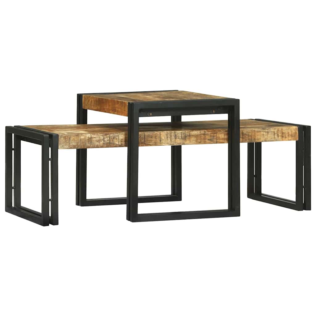 Dohányzóasztal 2 pcs Barna 48 x 40 x 40 cm Tömör Mangófát