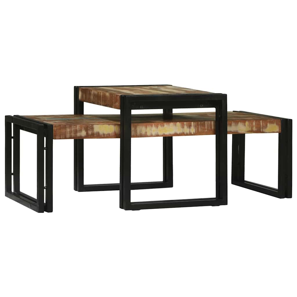 Dohányzóasztal 2 pcs Sokszínű Szilárd Újrahasznosított Fa