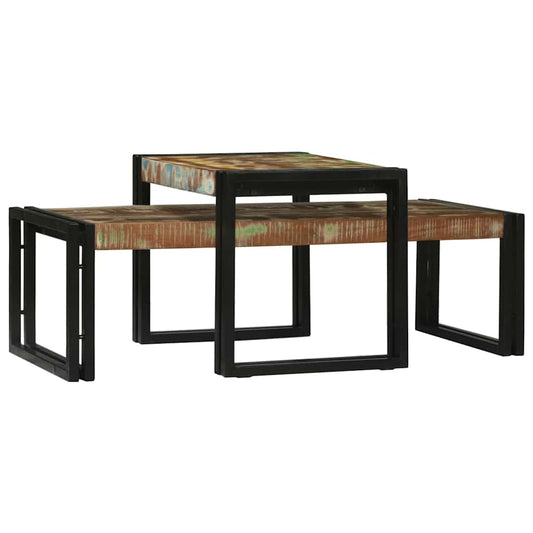 Dohányzóasztal 2 pcs Sokszínű Szilárd Újrahasznosított Fa