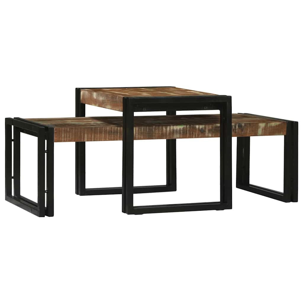 Dohányzóasztal 2 pcs Sokszínű Szilárd Újrahasznosított Fa