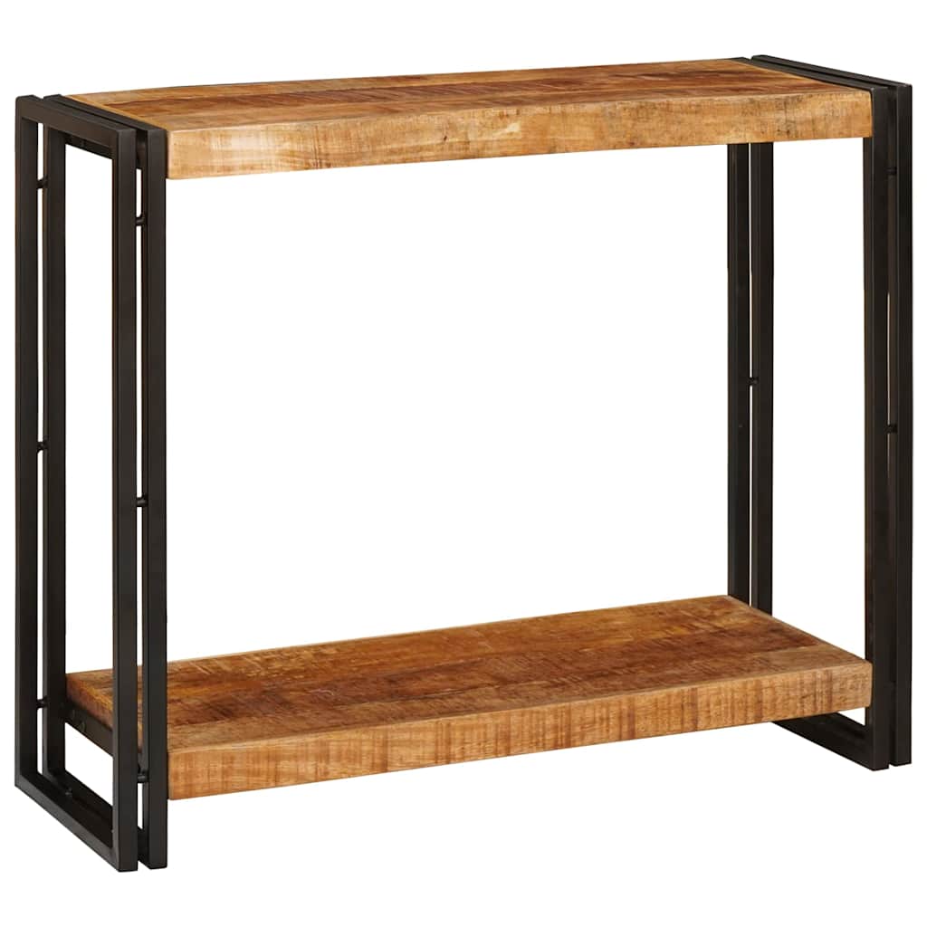 Konzolasztal polcokkal Barna 90 x 33 x 75 cm Tömör Mangófát