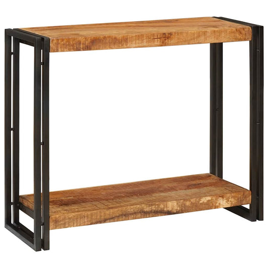 Konzolasztal polcokkal Barna 90 x 33 x 75 cm Tömör Mangófát
