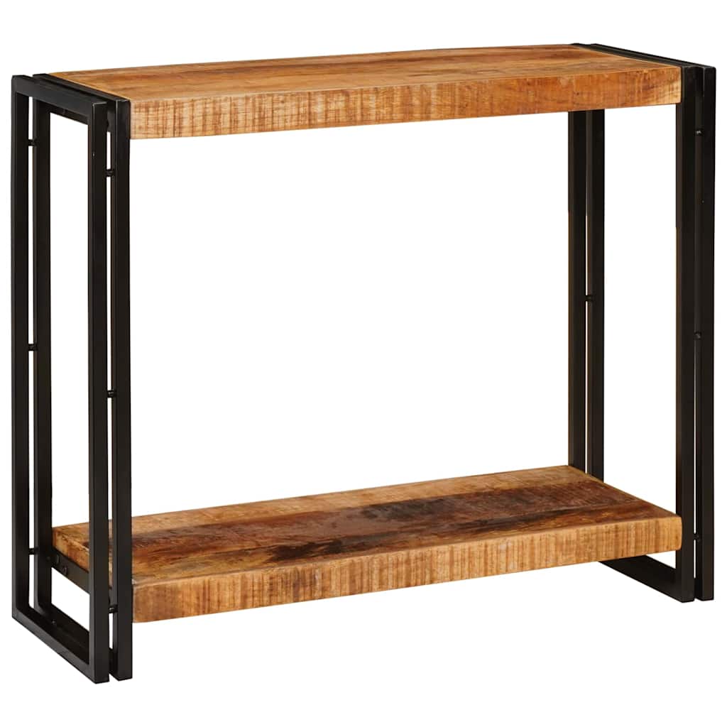Konzolasztal polcokkal Barna 90 x 33 x 75 cm Tömör Mangófát