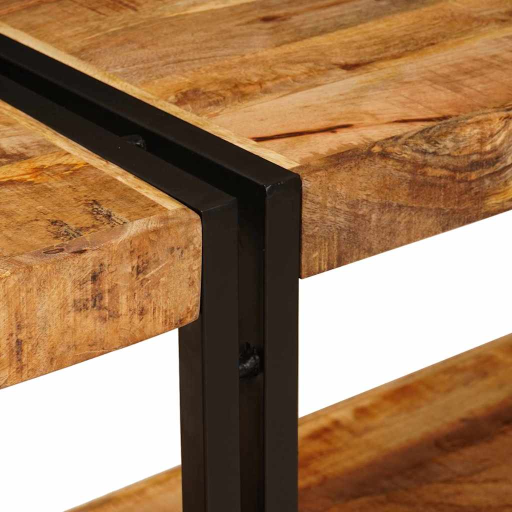 Konzolasztal polcokkal Barna 160 x 33 x 75 cm Tömör Mangófát