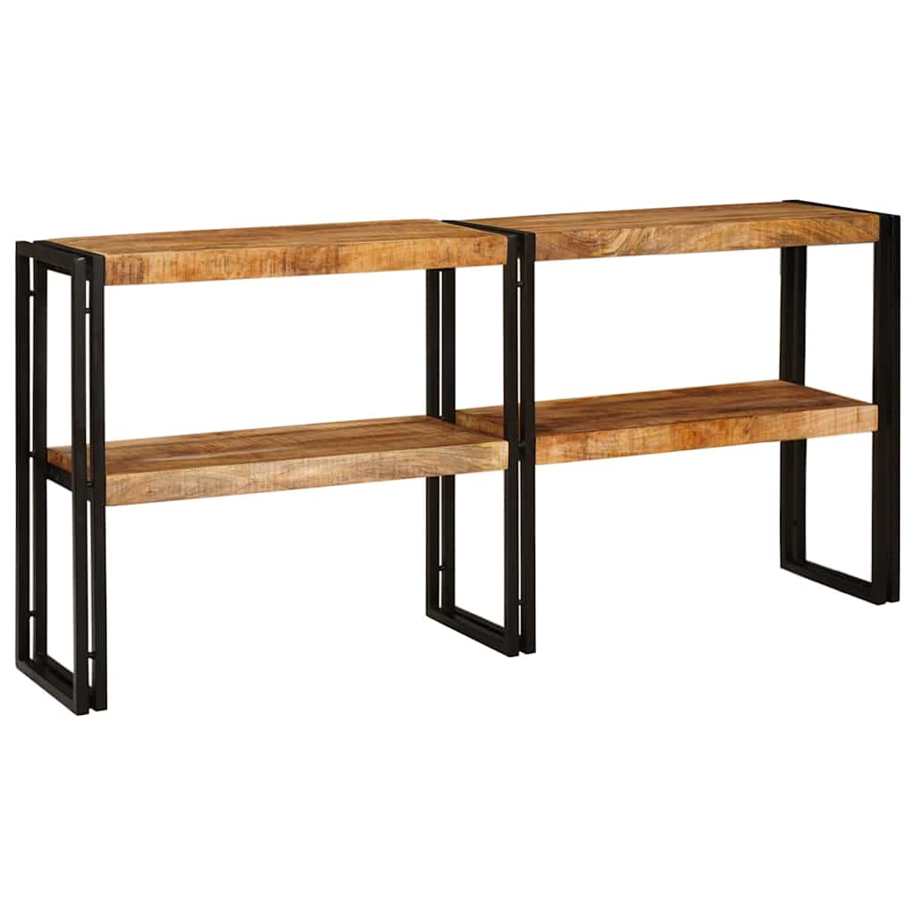 Konzolasztal polcokkal Barna 160 x 33 x 75 cm Tömör Mangófát