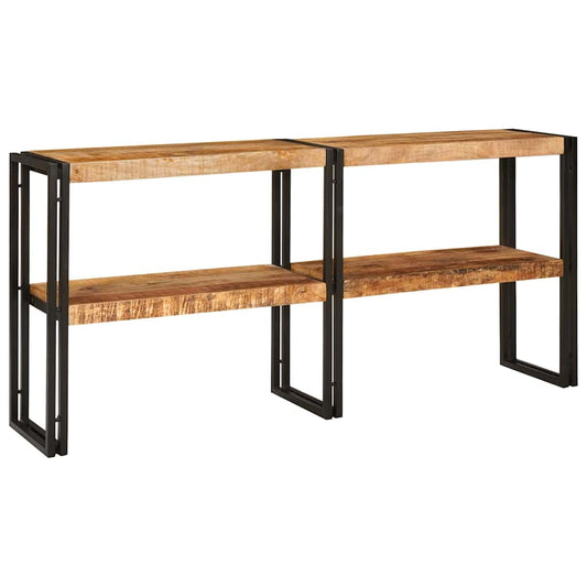 Konzolasztal polcokkal Barna 160 x 33 x 75 cm Tömör Mangófát