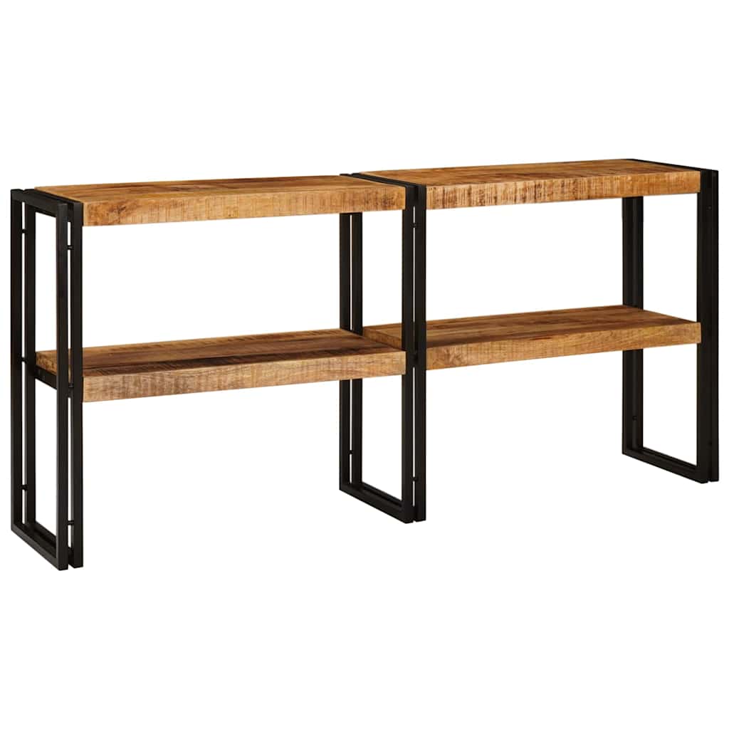 Konzolasztal polcokkal Barna 160 x 33 x 75 cm Tömör Mangófát