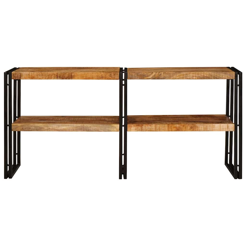 Konzolasztal polcokkal Barna 160 x 33 x 75 cm Tömör Mangófát