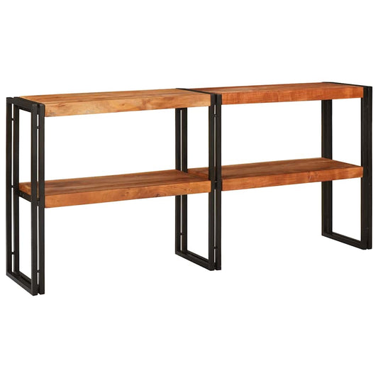 Konzolasztal polcokkal Barna 160 x 33 x 75 cm Tömör Akácfa