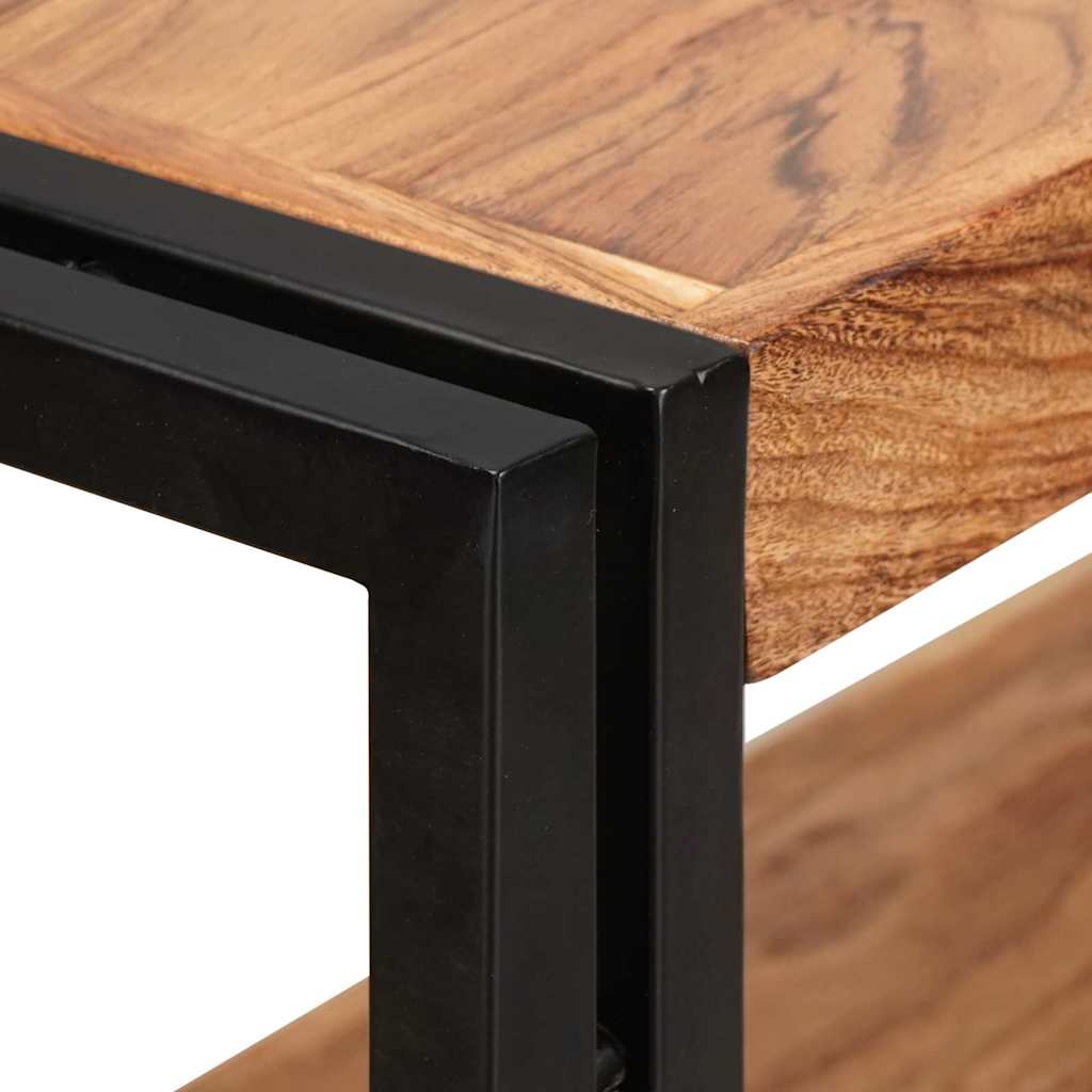 Könyvespolc Ajtókkal Barna 72 x 33 x 110 cm Tömör akácfa és fém
