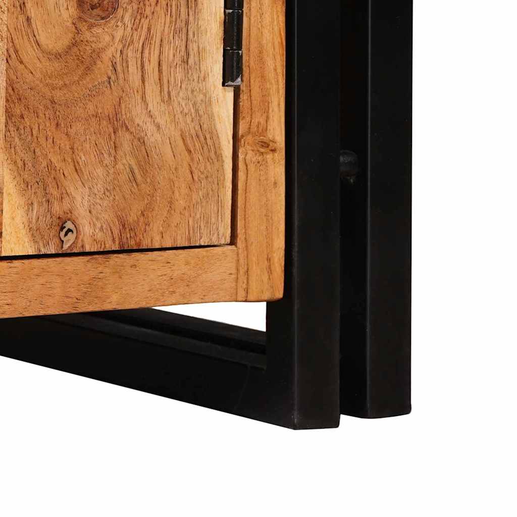Könyvespolc Ajtókkal Barna 72 x 33 x 110 cm Tömör akácfa és fém