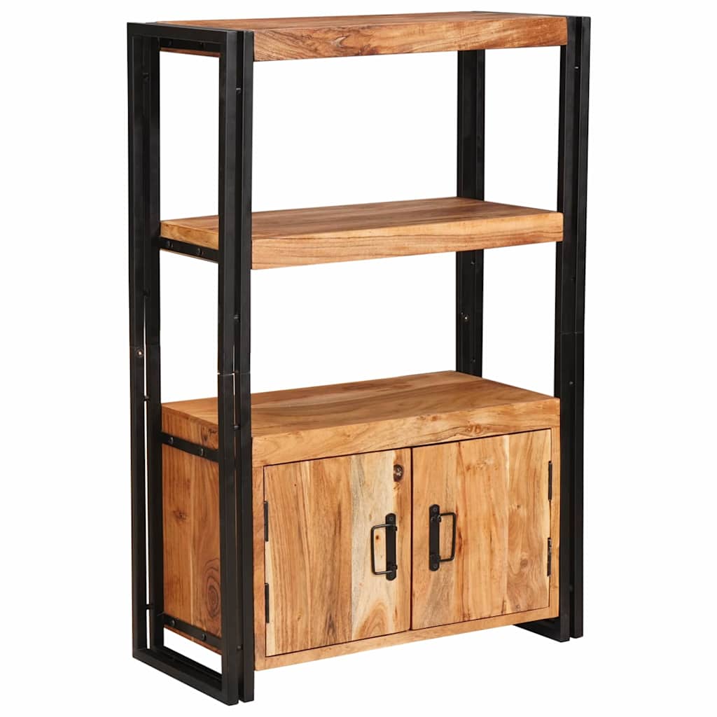 Könyvespolc Ajtókkal Barna 72 x 33 x 110 cm Tömör akácfa és fém