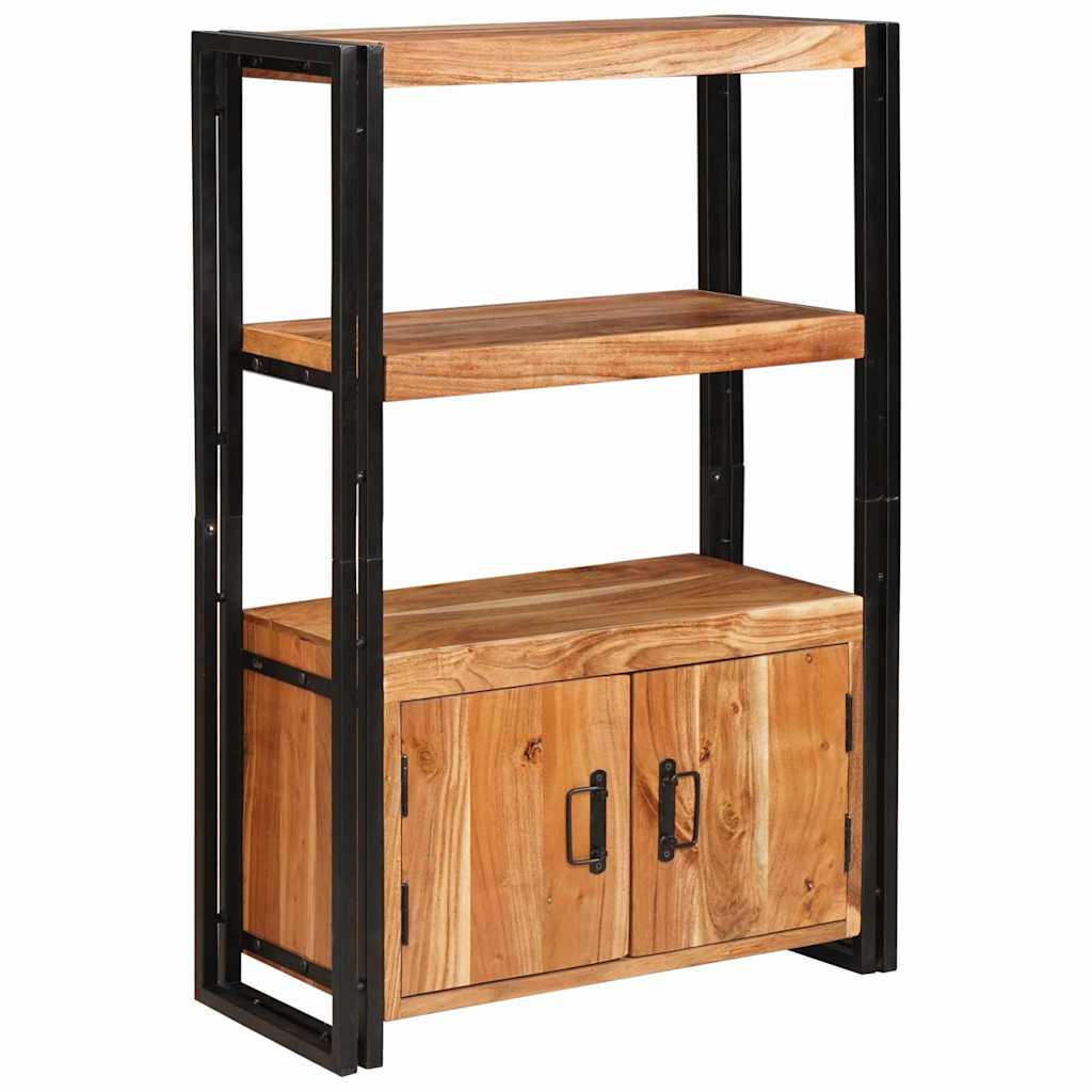 Könyvespolc Ajtókkal Barna 72 x 33 x 110 cm Tömör akácfa és fém