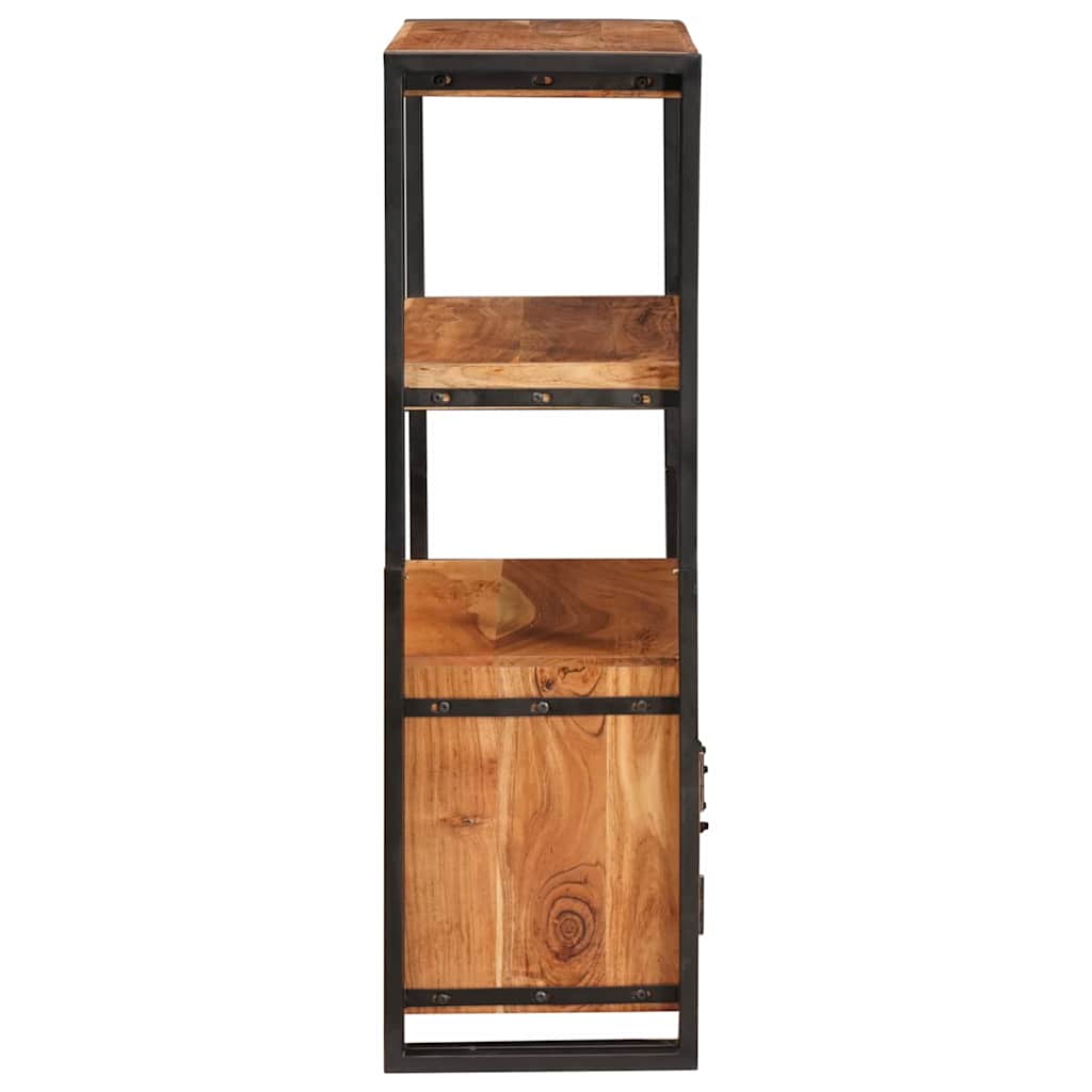 Könyvespolc Ajtókkal Barna 72 x 33 x 110 cm Tömör akácfa és fém