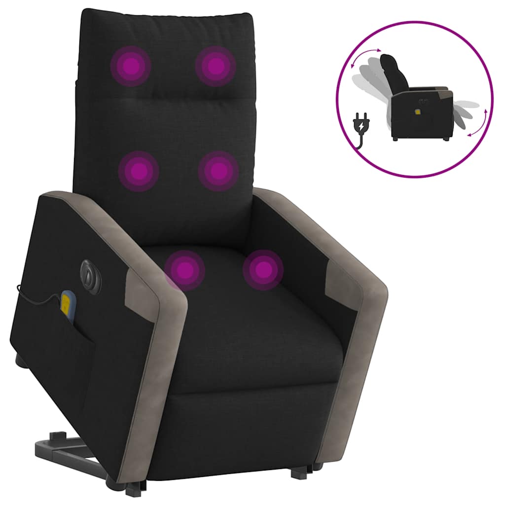 fekete szövet dönthető elektromos álló masszázsfotel