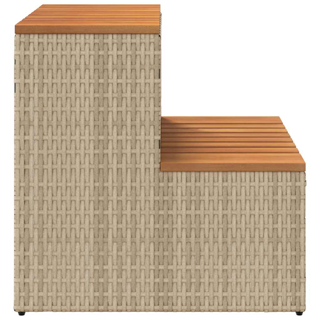 pezsgőfürdő lépcső bézs 50x50x50,5cm polyrattan és akácfa