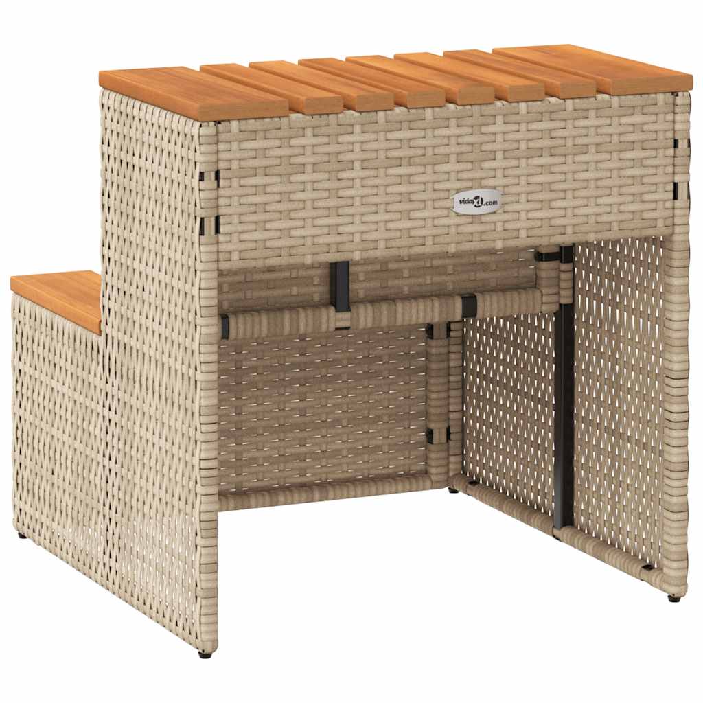 pezsgőfürdő lépcső bézs 50x50x50,5cm polyrattan és akácfa