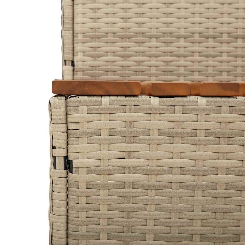 pezsgőfürdő lépcső bézs 50x50x50,5cm polyrattan és akácfa