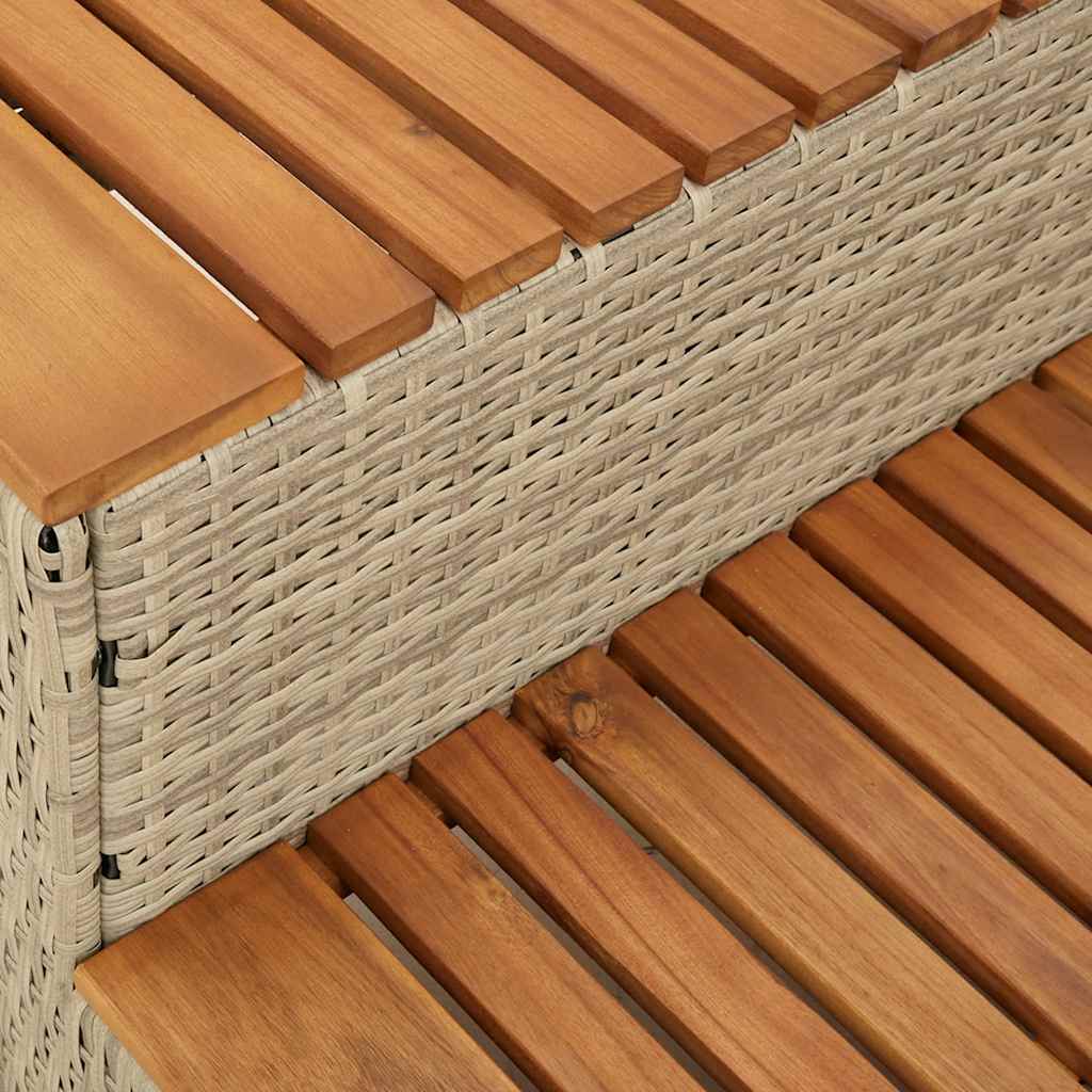 pezsgőfürdő lépcső bézs 50x50x50,5cm polyrattan és akácfa