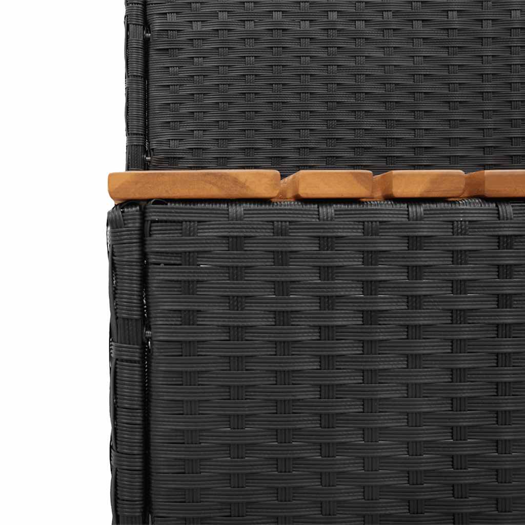 pezsgőfürdő lépcső fekete 100x50x50,5 cm polyrattan és akácfa