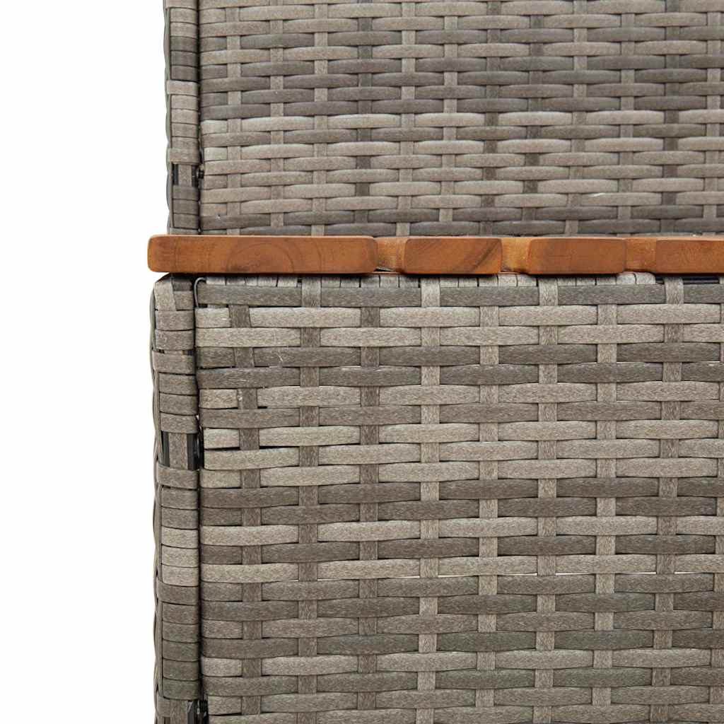 pezsgőfürdő lépcső szürke 100x50x50,5 cm polyrattan és akácfa