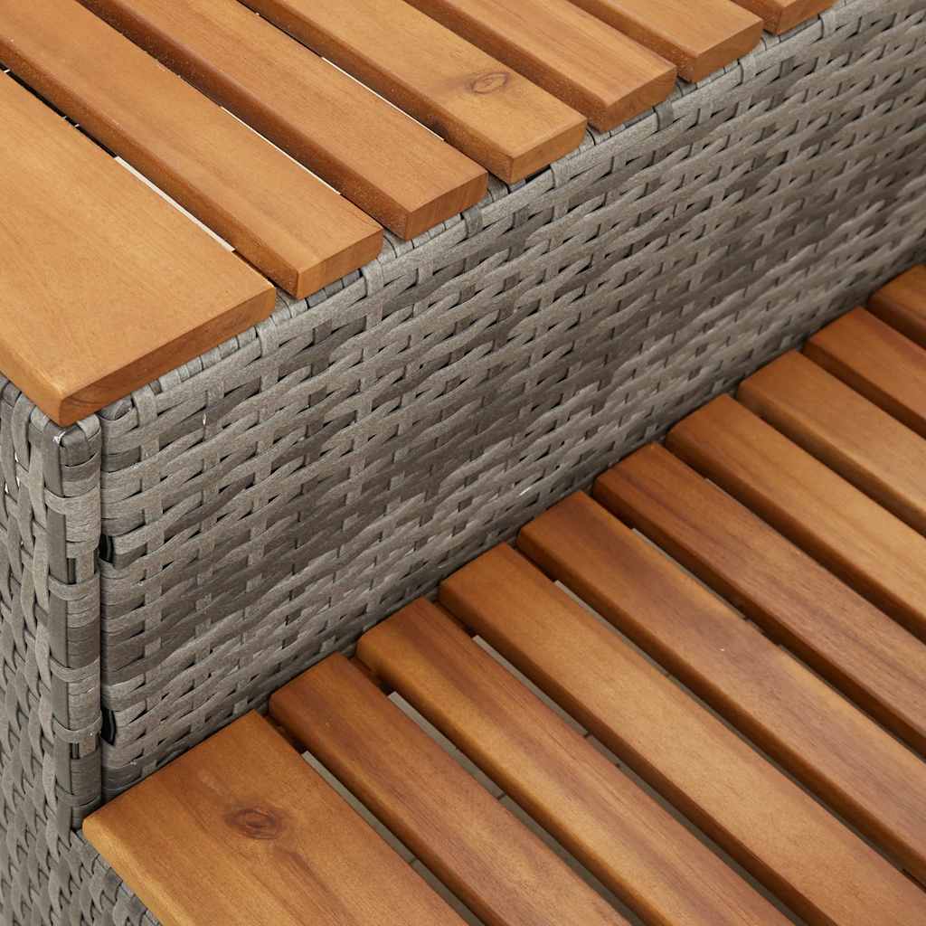 pezsgőfürdő lépcső szürke 100x50x50,5 cm polyrattan és akácfa