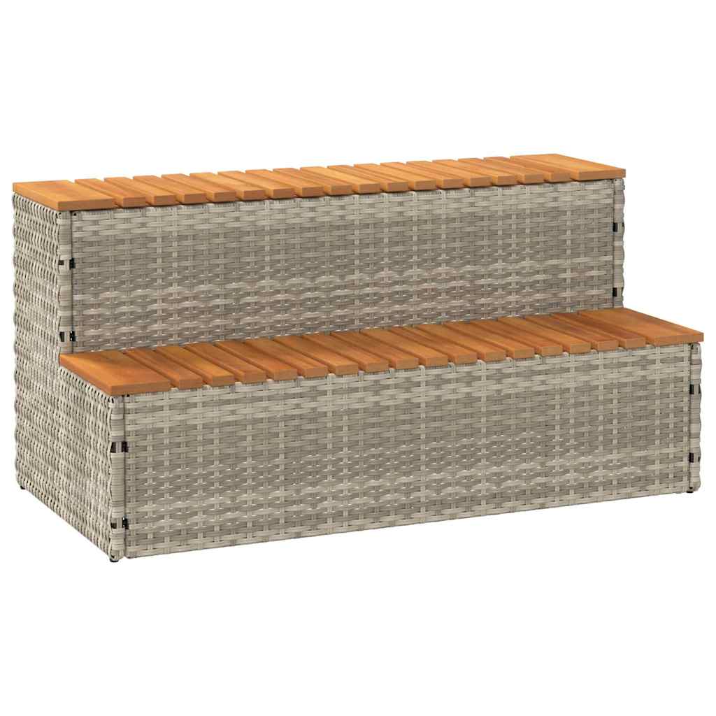 pezsgőfürdő lépcső 100x50x50,5 cm polyrattan és akácfa