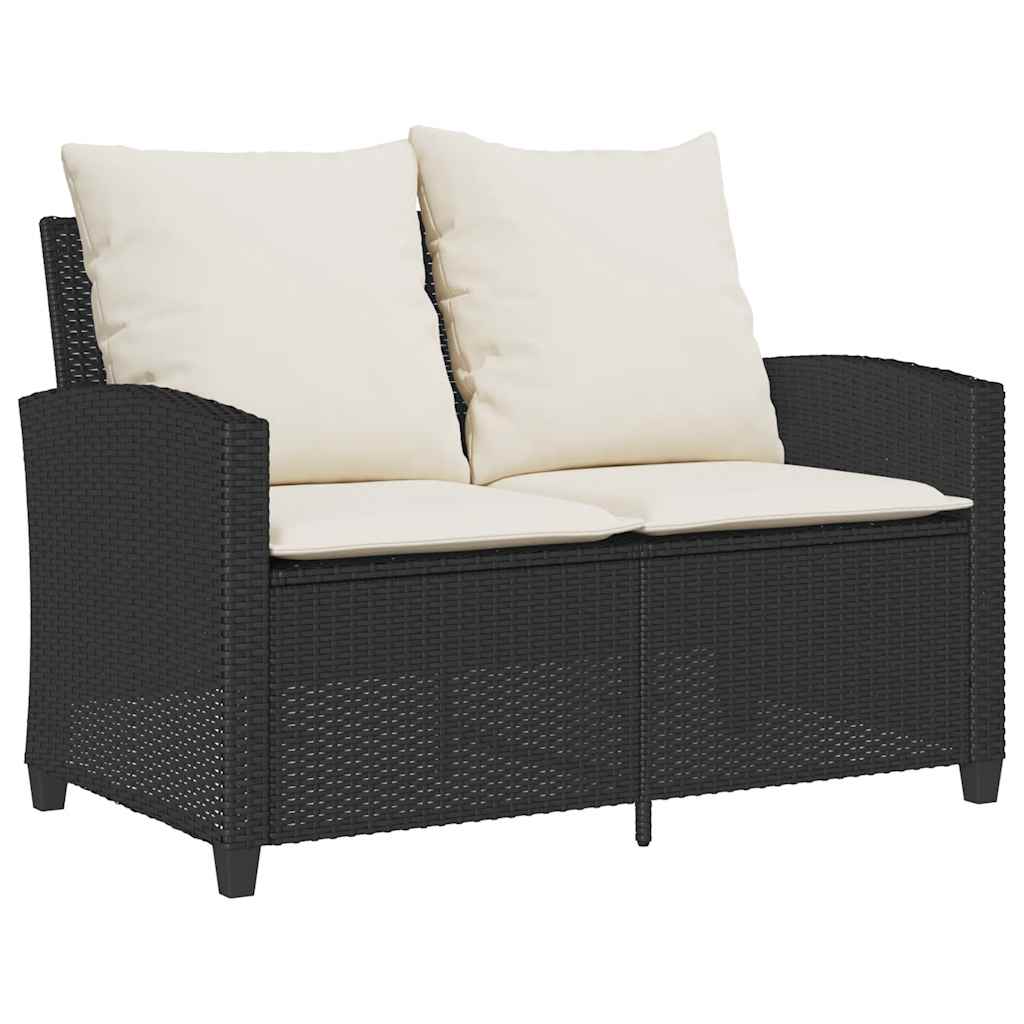 6 részes fekete polyrattan kerti ülőgarnitúra párnákkal