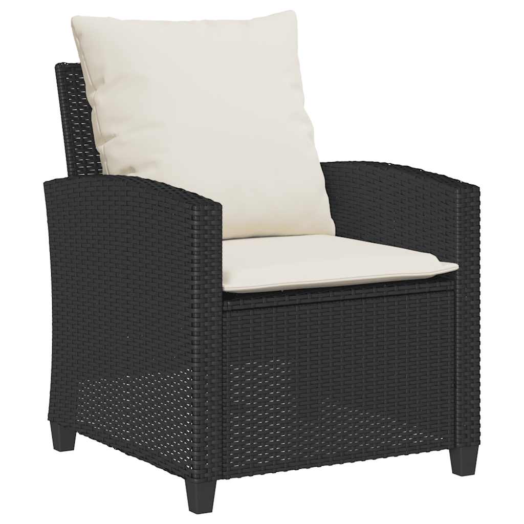 6 részes fekete polyrattan kerti ülőgarnitúra párnákkal