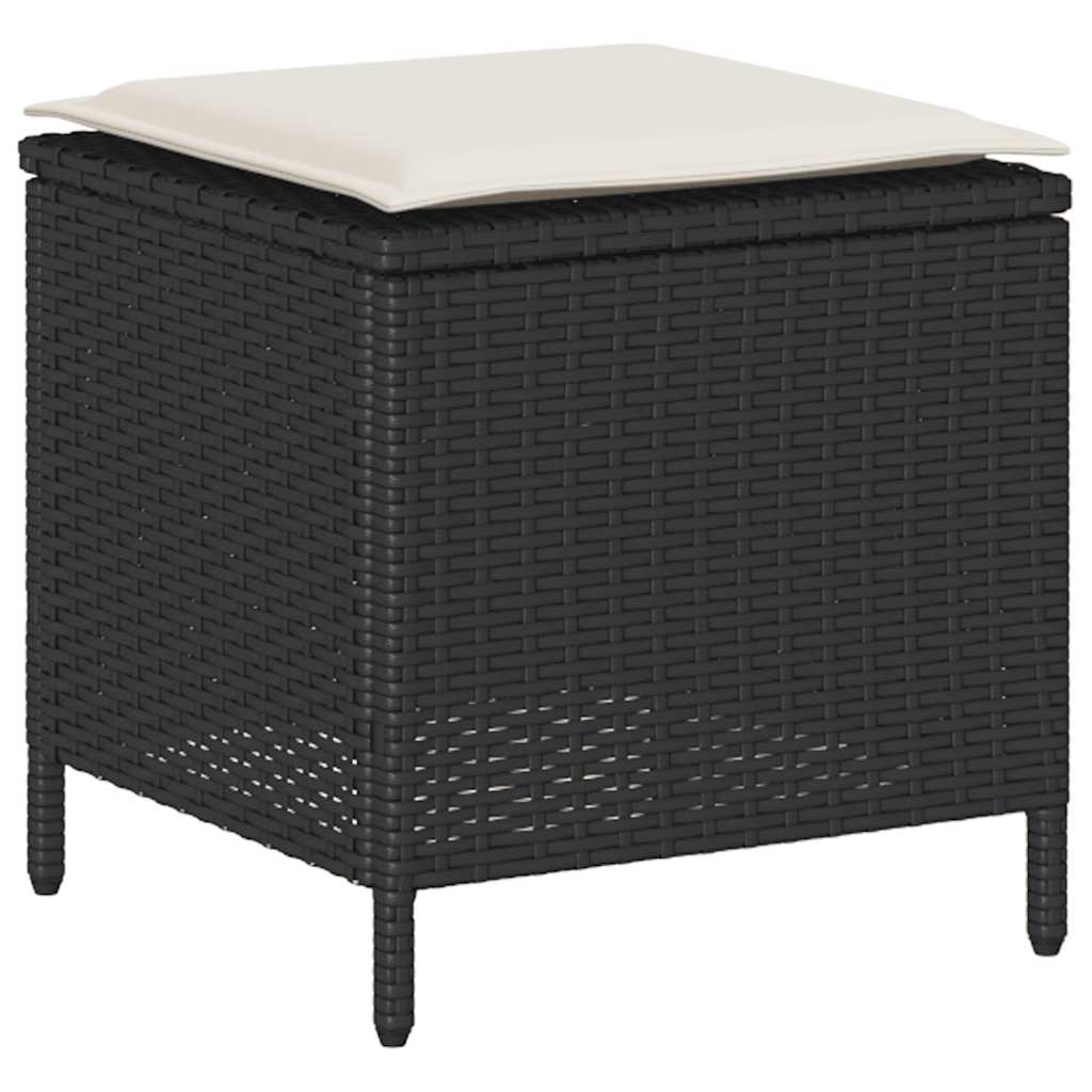 6 részes fekete polyrattan kerti ülőgarnitúra párnákkal