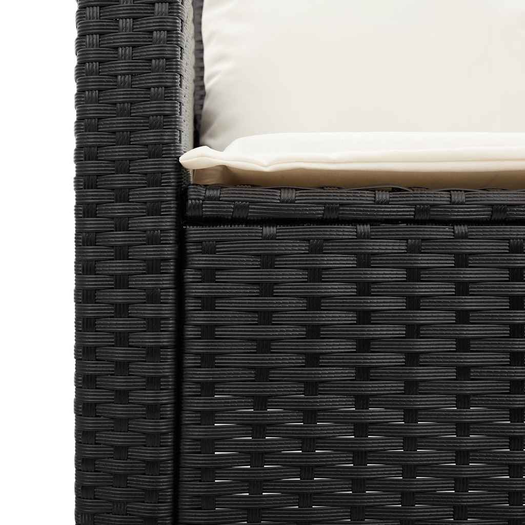 6 részes fekete polyrattan kerti ülőgarnitúra párnákkal