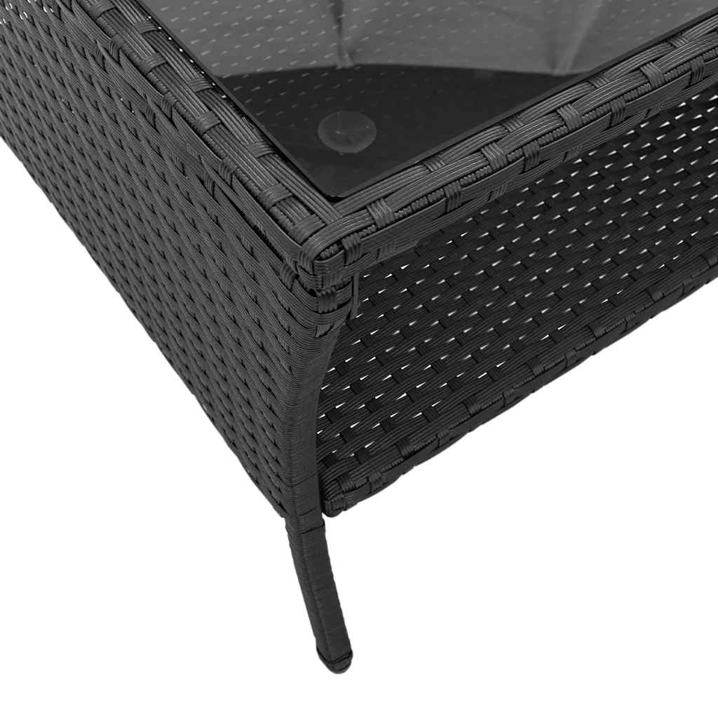 6 részes fekete polyrattan kerti ülőgarnitúra párnákkal