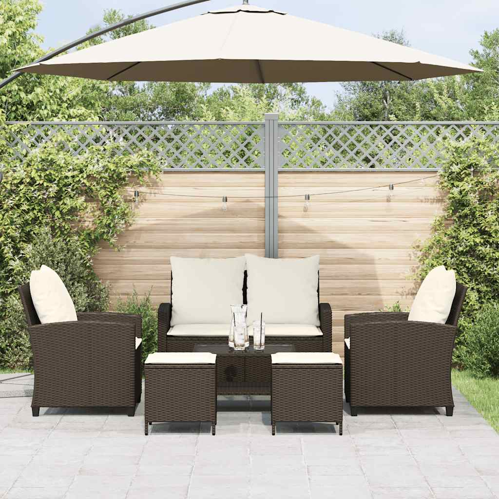 6 részes barna polyrattan kerti ülőgarnitúra párnával