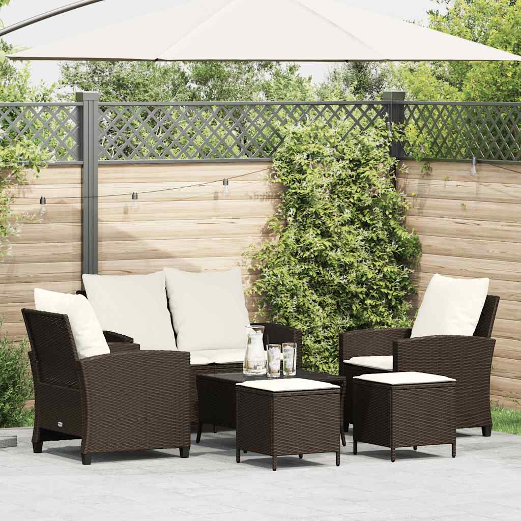 6 részes barna polyrattan kerti ülőgarnitúra párnával