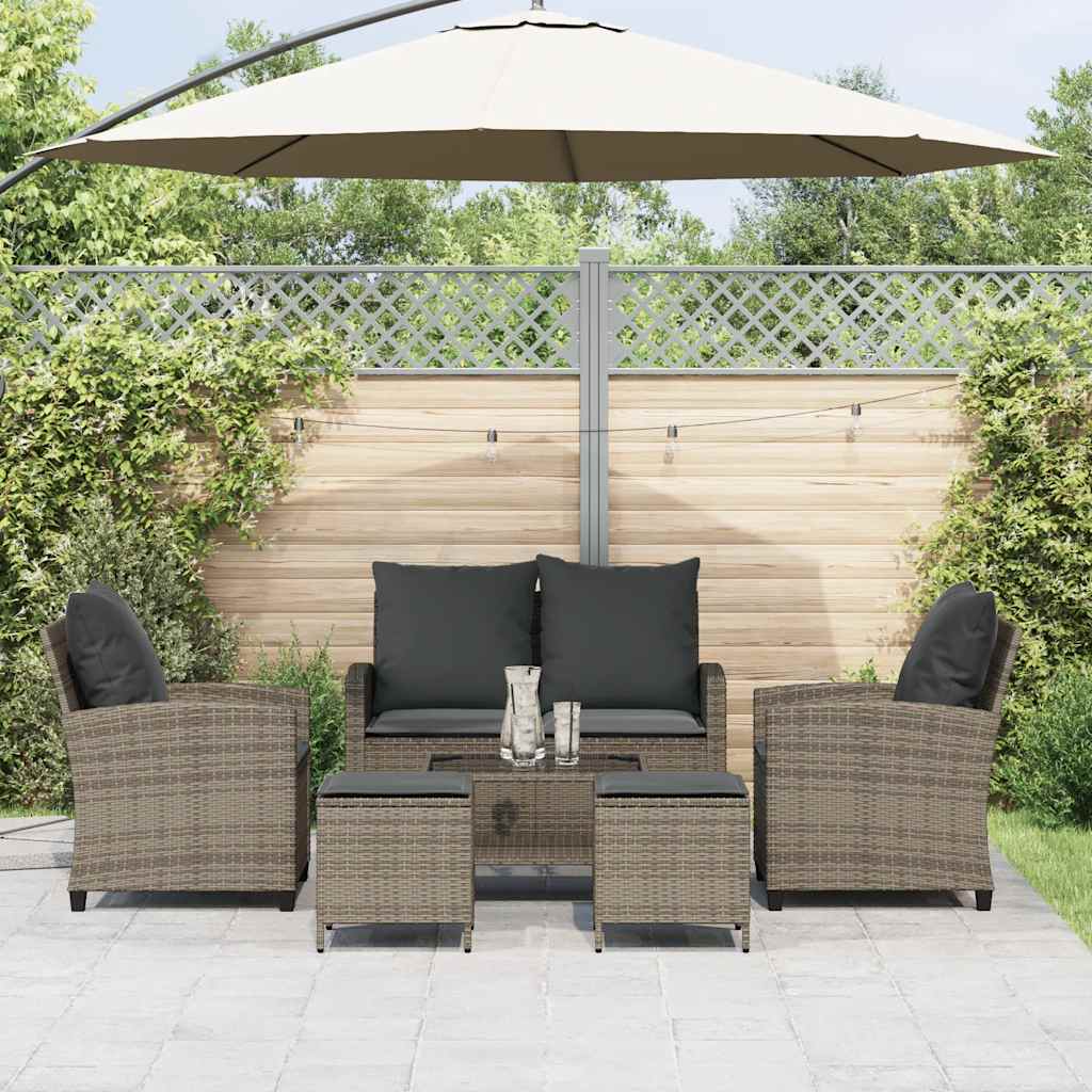 6 részes szürke polyrattan kerti ülőgarnitúra párnákkal