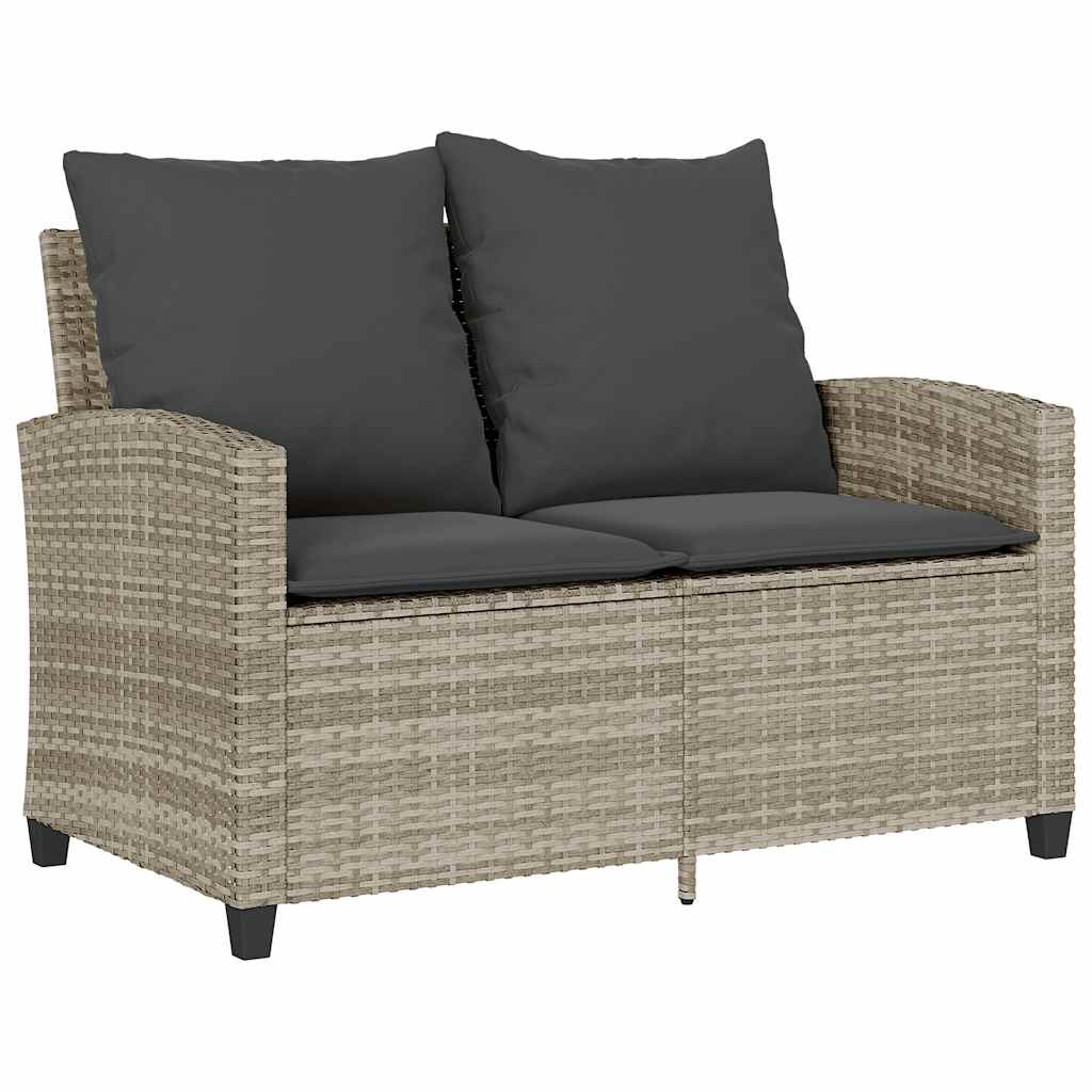 6 részes világosszürke polyrattan kerti ülőgarnitúra párnákkal