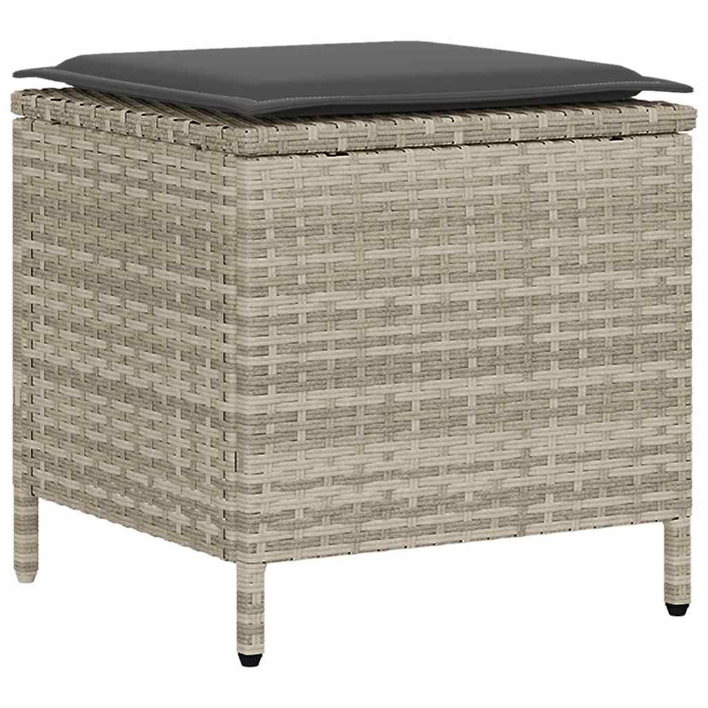 6 részes világosszürke polyrattan kerti ülőgarnitúra párnákkal