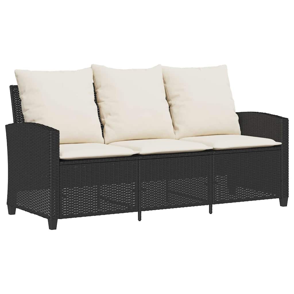 6 részes fekete polyrattan kerti ülőgarnitúra párnákkal