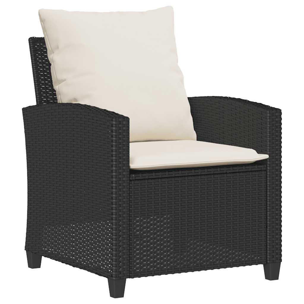 6 részes fekete polyrattan kerti ülőgarnitúra párnákkal