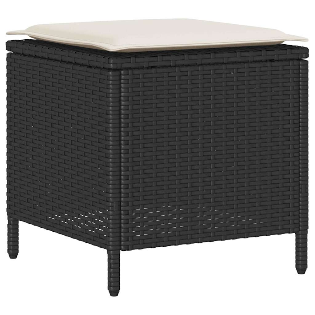 6 részes fekete polyrattan kerti ülőgarnitúra párnákkal
