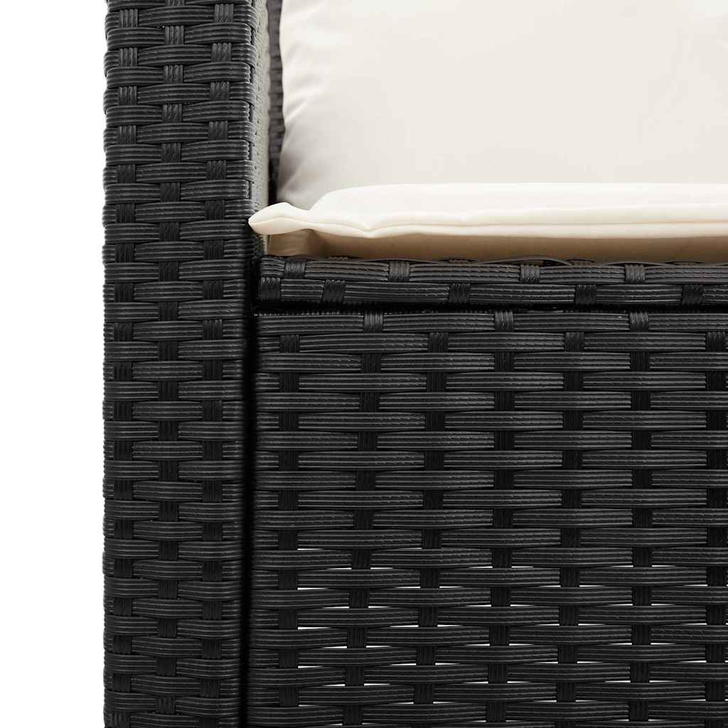 6 részes fekete polyrattan kerti ülőgarnitúra párnákkal