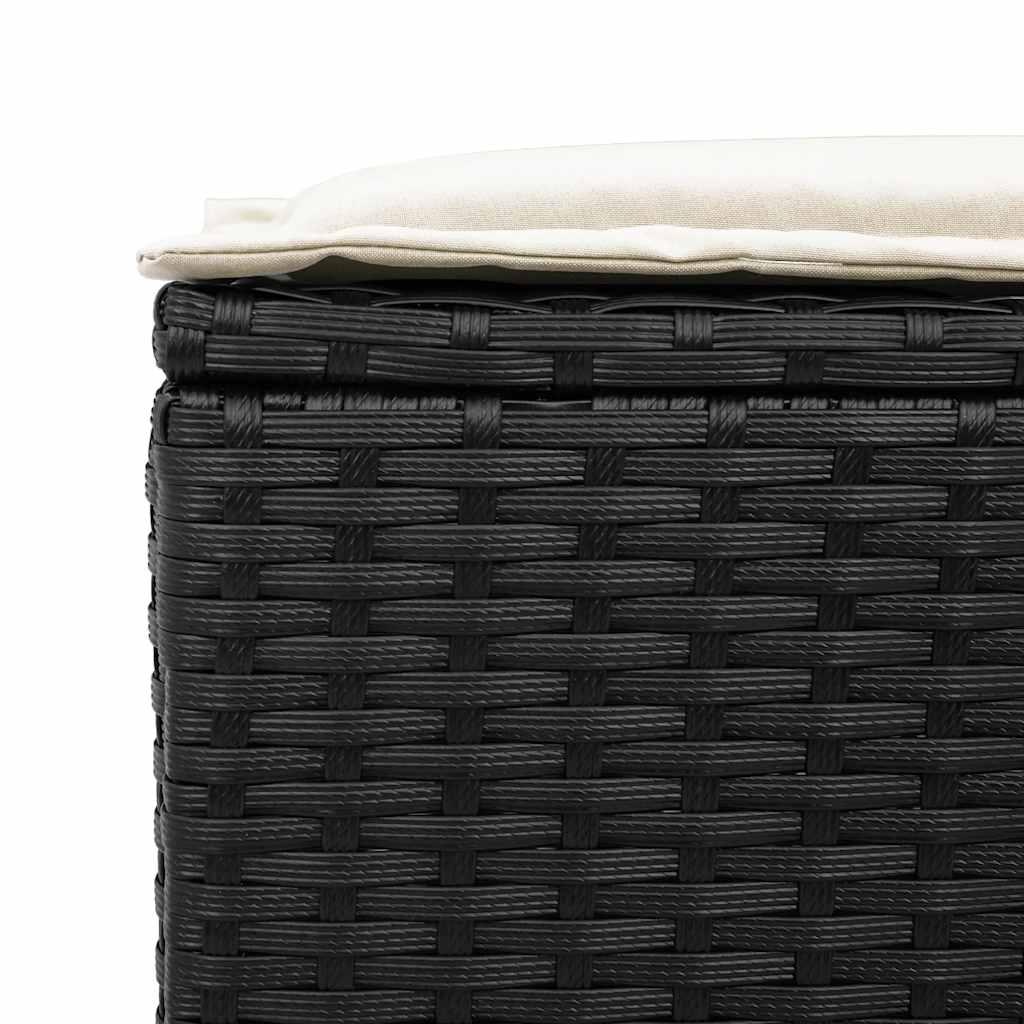 6 részes fekete polyrattan kerti ülőgarnitúra párnákkal